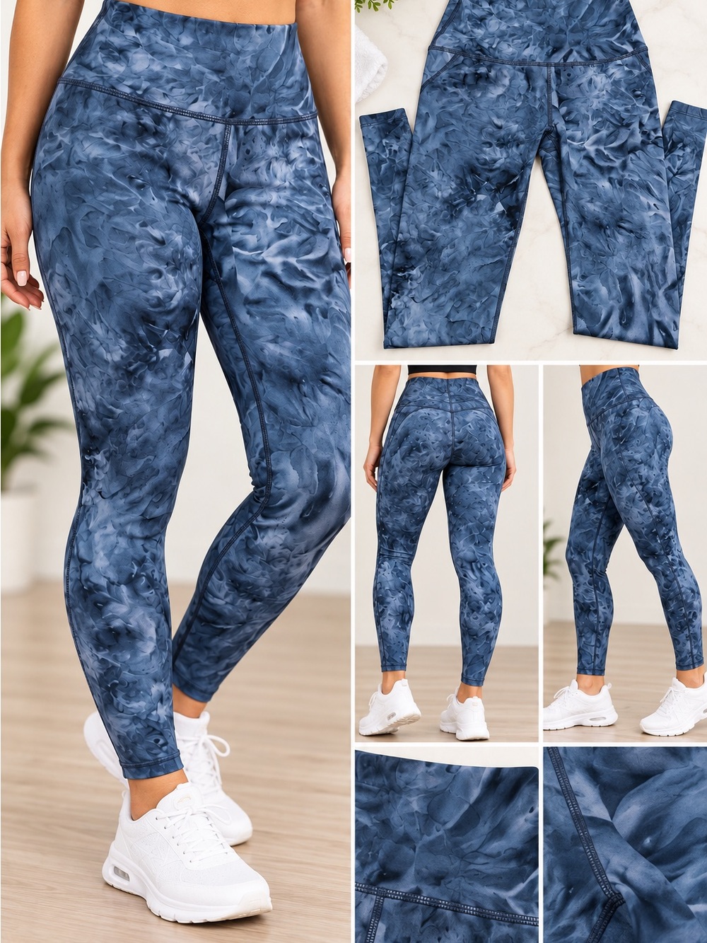 Beyond yoga XS usedHigh-Waist Blue Marble Print Workout Leggings